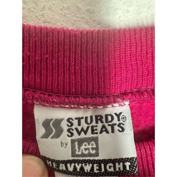 VINTAGE Sturdy Sweats By Lee Sweatshirt Adult L Pink Pullover USA Made 90s Crew - Picture 2 of 11